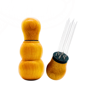 WDT TOOL ESPRESSO DISTRIBUTION TOOL WITH BAMBOO STAND Various size and colour 12 x 5 cm | Brown