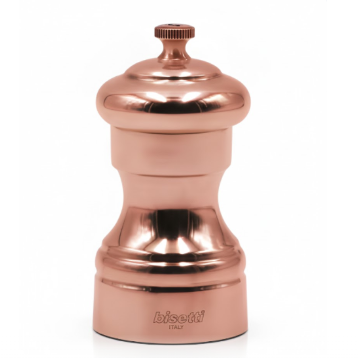 Bisetti Messina Beechwood Pepper Mill With Copper Plating and Adjustable Grinder 10 cm