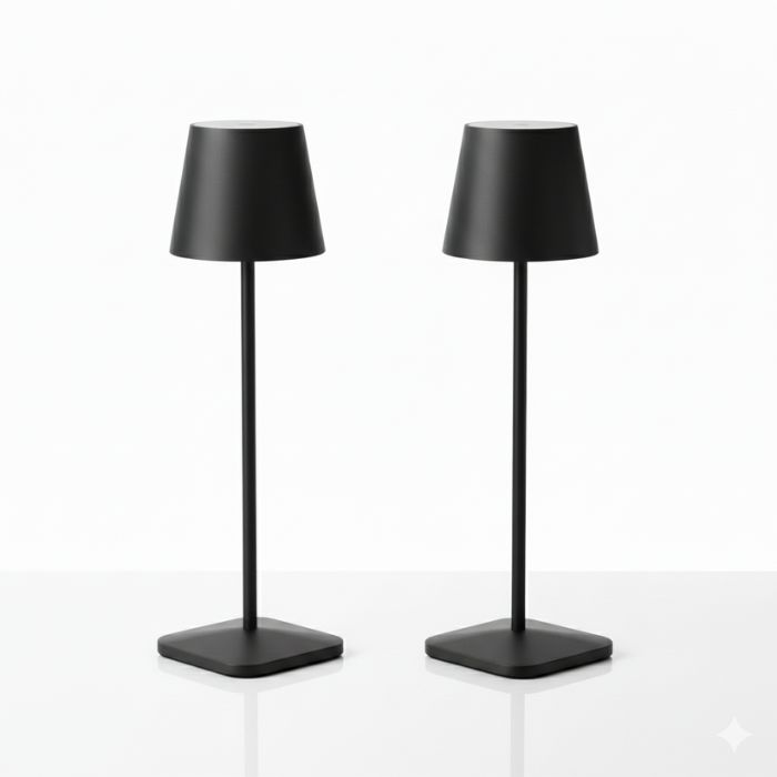 Cordless Table Lamp Black Set of 2 Pack Black 5200mAH Square Base