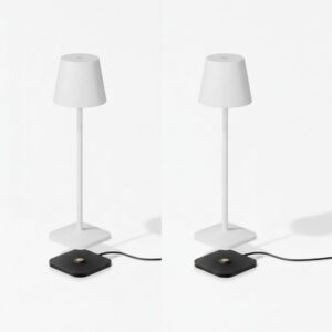 Cordless Table Lamp Black Set of 2 Pack White 5200mAH Square Base
