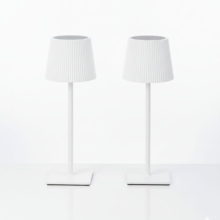 Cordless Table Lamp Black Set of 2 Pack White 5200mAH Square Base
