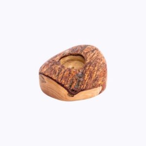 Olive Wood Rustic Candle Holder One Hole
