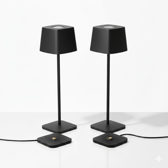 Cordless Table Lamp Black Set of 2 White 5200mAH
