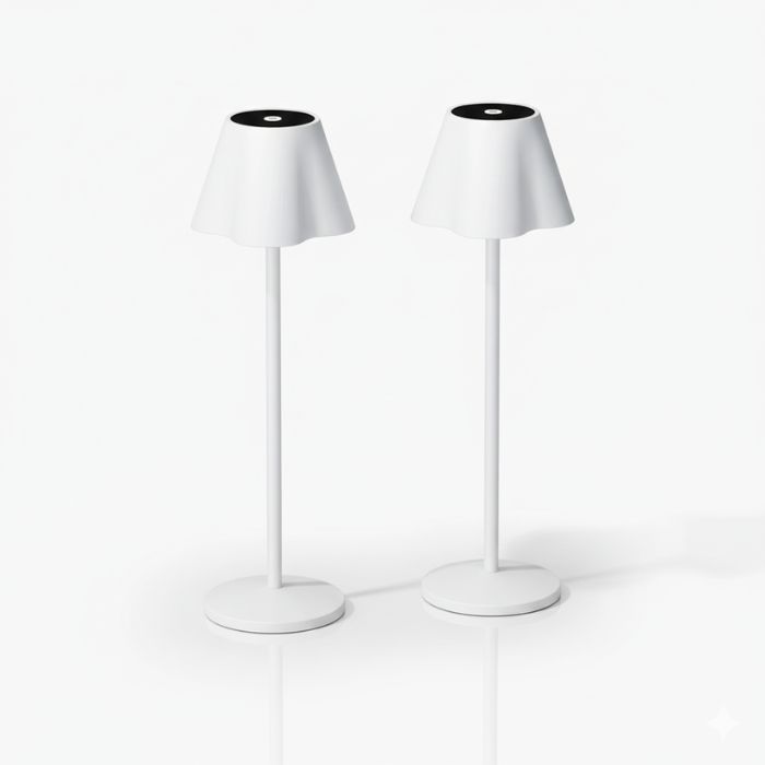 Cordless Table Lamp White Set of 2 White 5200mAH Wavy Head
