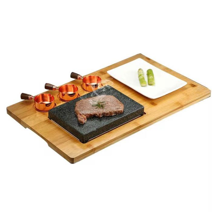 Black Rock Grill Steak On The Stone Set Hot Rock Grill Table Top Lava Cooking Stone (One Standard Set)