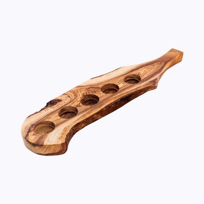 Olive Wood Rustic Candle Holder 5 Hole
