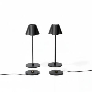 Cordless Table Lamp Set of 2 Black 5200mAH Wavy Head