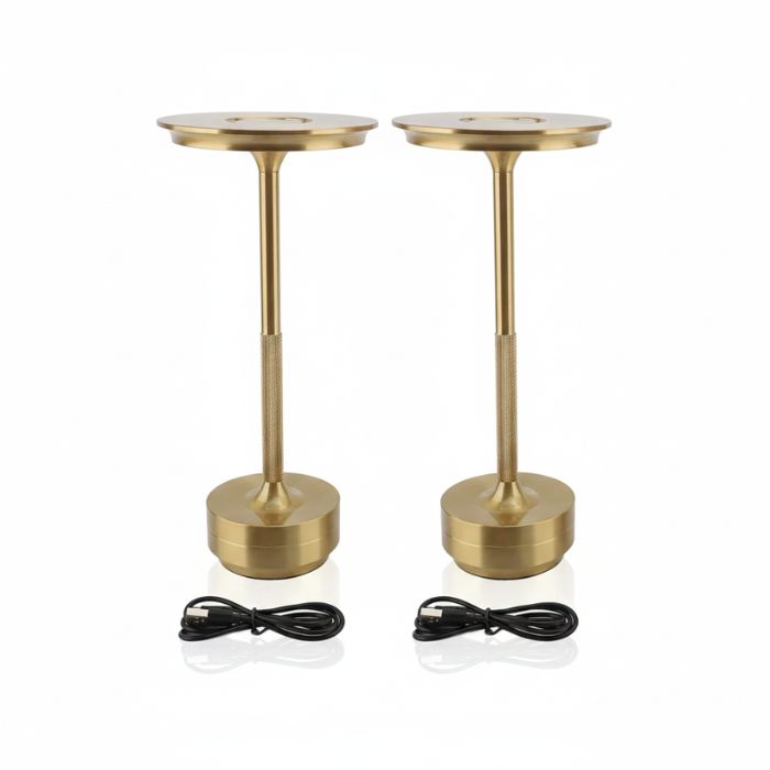 Cordless Table Lamp Set of 2 Gold for Bar and Dining