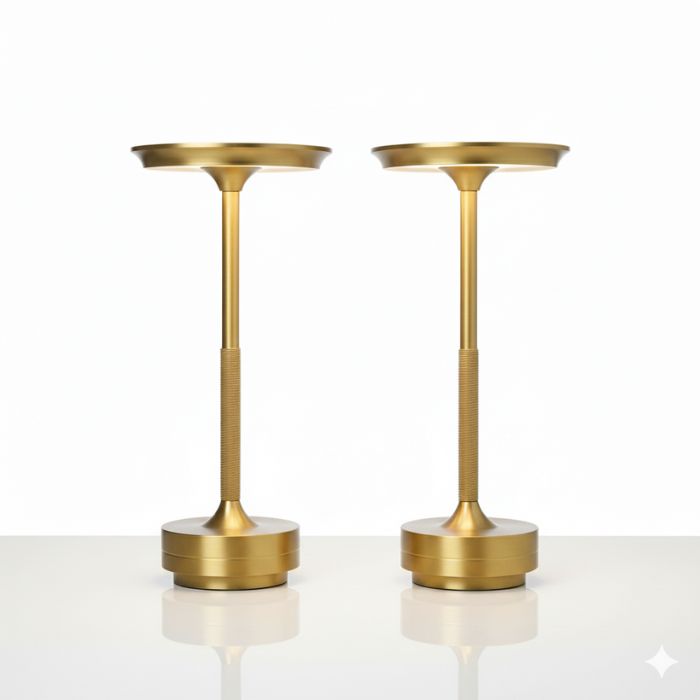 Cordless Table Lamp Set of 2 Gold for Bar and Dining