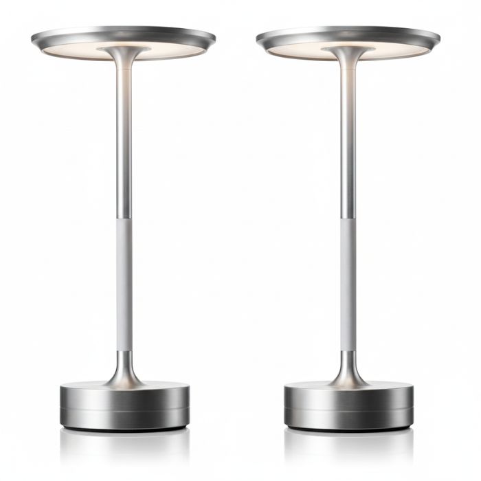Cordless Table Lamp Set of 2 Silver for Bar and Dining