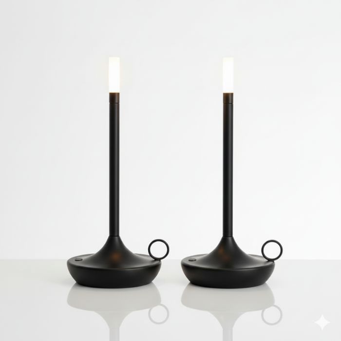 Cordless Table Lamp Set of 2 Black for Bar and Dining