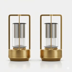 Cordless Table Lamp Set of 2 Gold for Bar and Dining