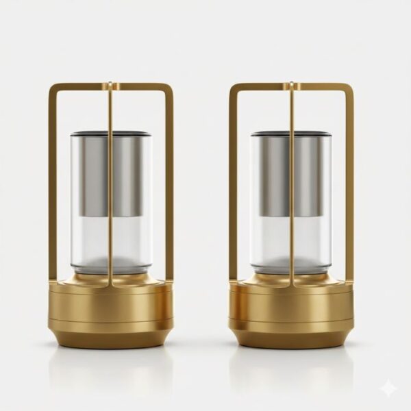 Cordless Table Lamp Set of 2 Gold for Bar and Dining