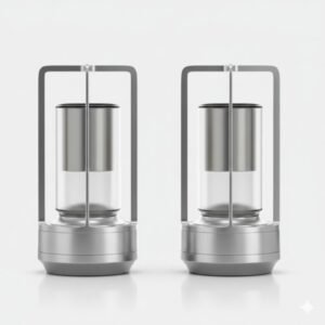 Cordless Table Lamp Set of 2 Silver for Bar and Dining