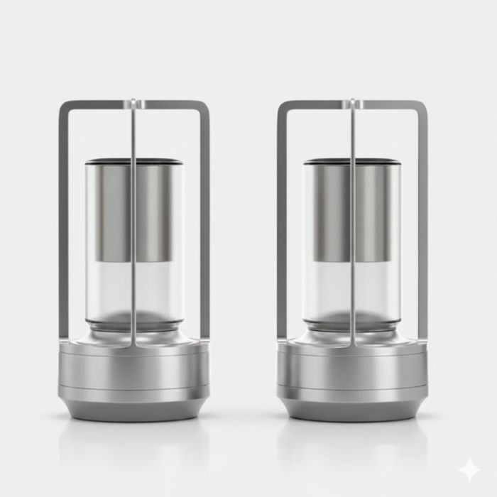 Cordless Table Lamp Set of 2 Silver for Bar and Dining