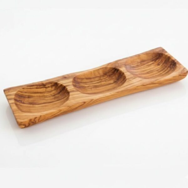 Olive Wood Matrix Appetizer Tray - 3 Pits
