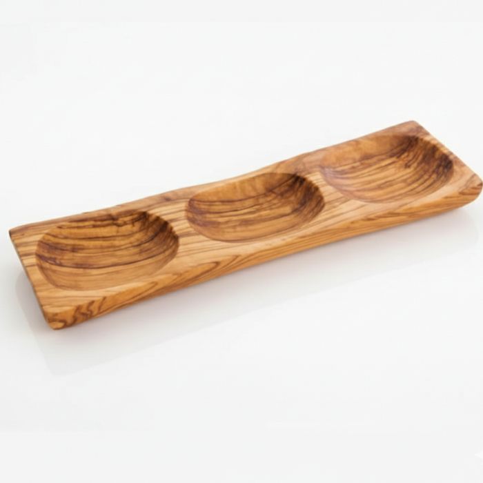 Olive Wood Matrix Appetizer Tray - 3 Pits