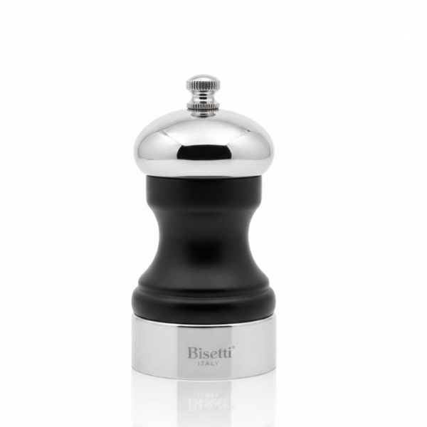 Bisetti Walnut stained beech wood Salt mill base head covered with pewter 10cm Bisetti Walnut stained beech wood Salt mill base head covered with pewter 10cm