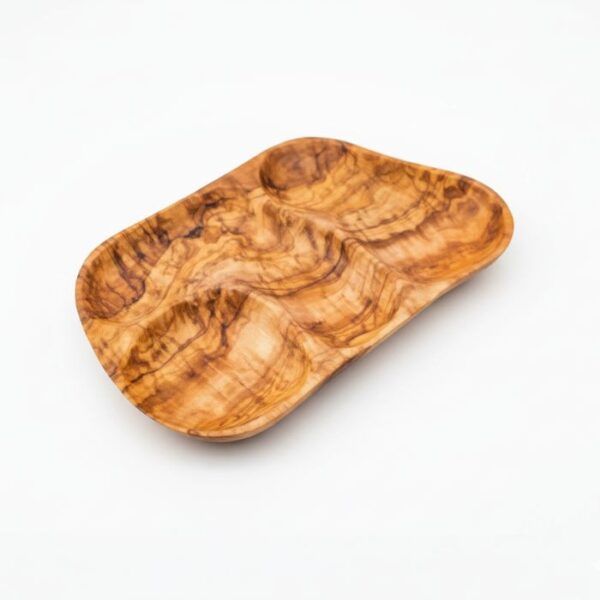 Olive Wood Flat Appetizer Tray - 4 Pits