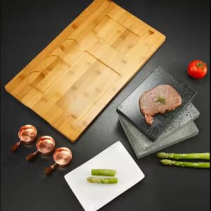 Black Rock Grill Steak On The Stone Set Hot Rock Grill Table Top Lava Cooking Stone (One Standard Set)