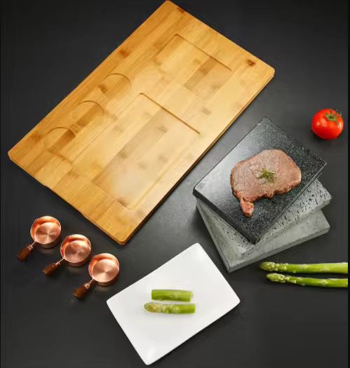 Black Rock Grill Steak On The Stone Set Hot Rock Grill Table Top Lava Cooking Stone (One Standard Set)