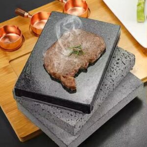 Black Rock Grill Steak On The Stone Set Hot Rock Grill Table Top Lava Cooking Stone (One Standard Set)