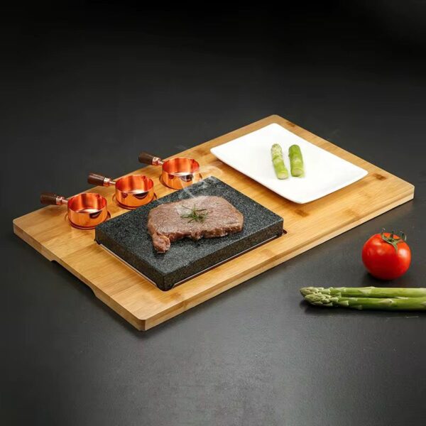 Black Rock Grill Steak On The Stone Set Hot Rock Grill Table Top Lava Cooking Stone (One Standard Set)