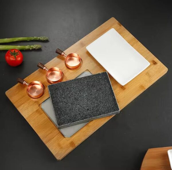 Black Rock Grill Steak On The Stone Set Hot Rock Grill Table Top Lava Cooking Stone (One Standard Set)