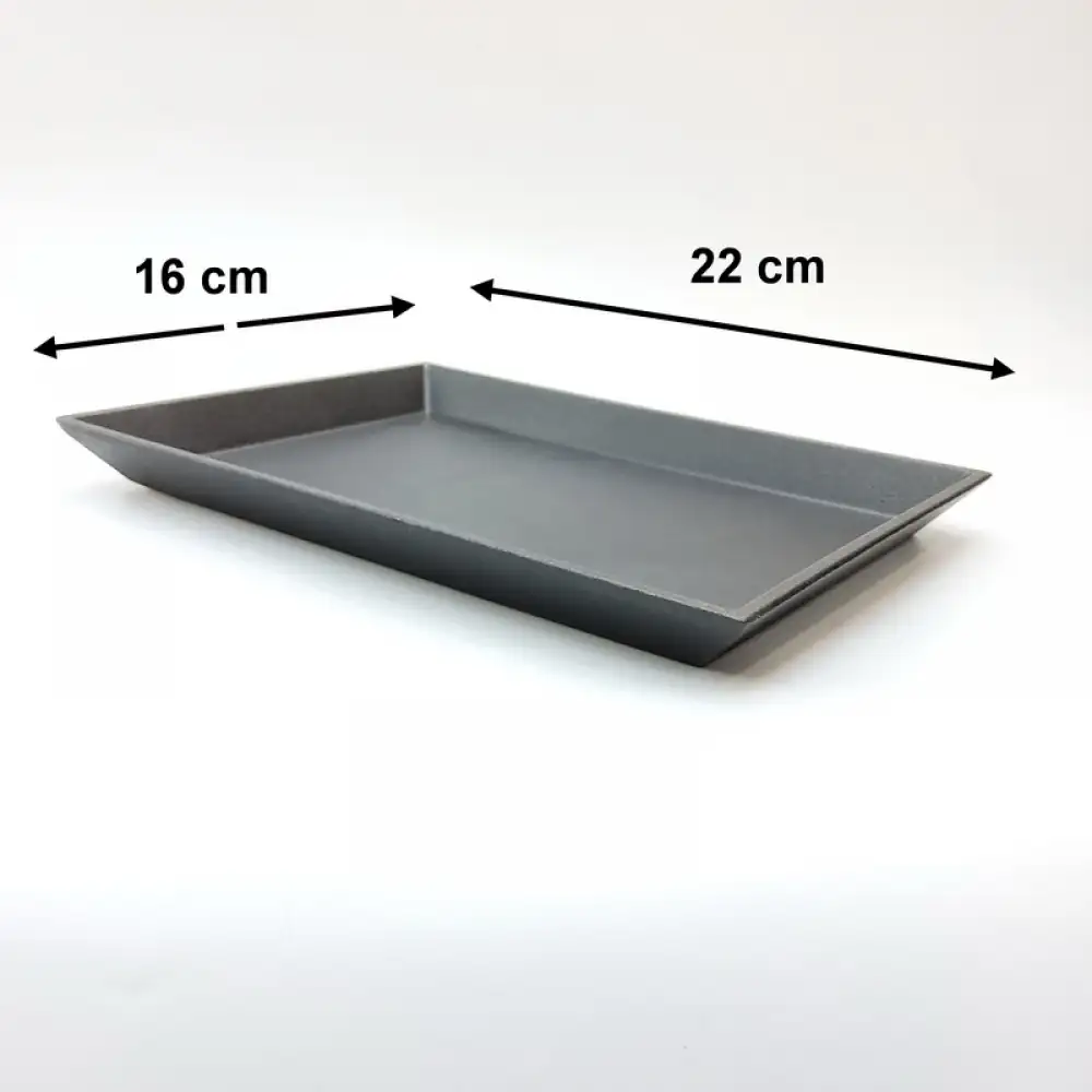 Cast Iron Rectangular Pan with Wooden Base 22x16cm