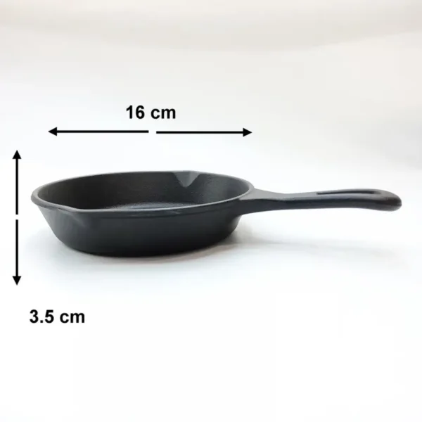 Cast Iron Round Pan One Handle with Wooden Base 16cm