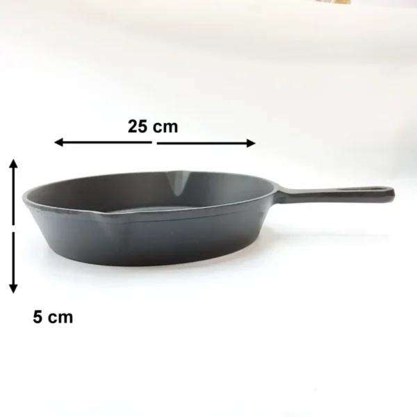 Cast Iron Round Pan One Handle with Wooden Base 25cm