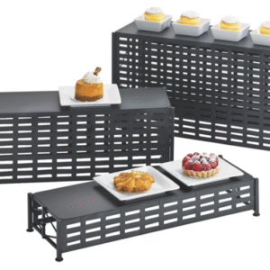 Stainless Steel Buffet Elevation Riser Stand 3 Sets Black