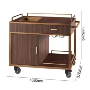 Wooden Bar Trolley with Wheel