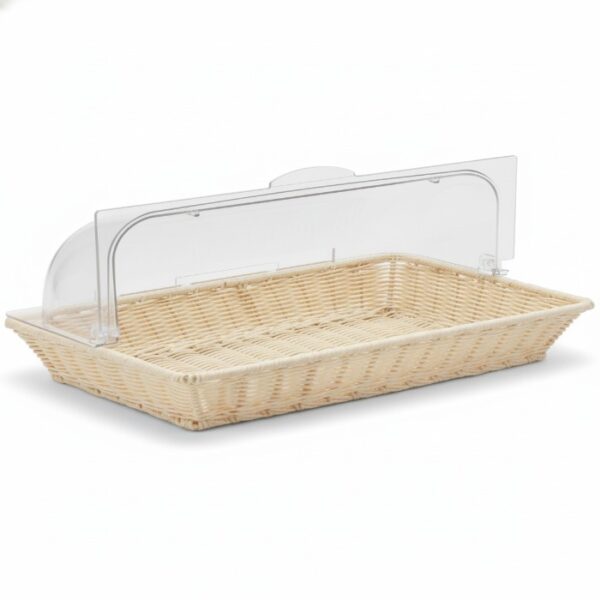 Rectangular Bread Basket with Plastic Cover Rectangular Bread Basket with Plastic Cover
