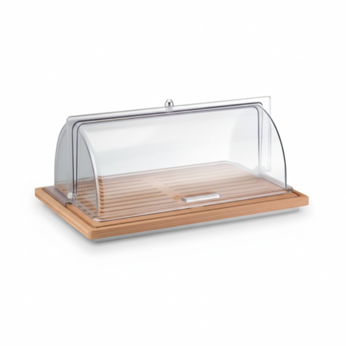 Wooden Bread Display Tray With Cover 58x38x20cm