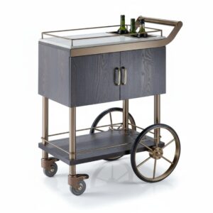 Wooden Bar Trolley Cart with Wheel