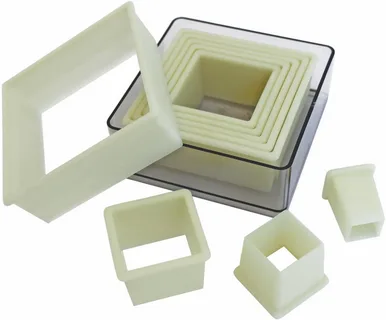 SET OF PASTRY CUTTERS SQUARE PLAIN 9 PIECES