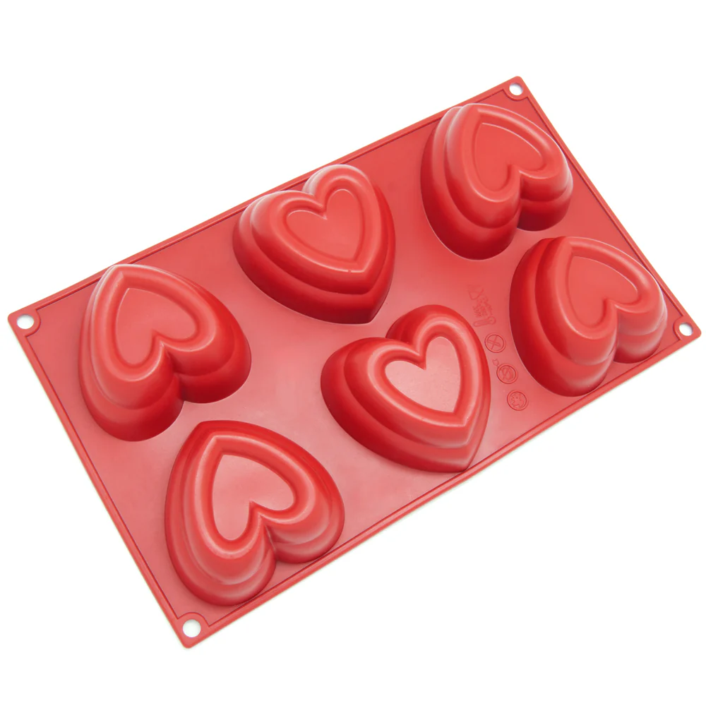 HEART - SILICONE BAKING MOULD - 78X78X34mm - 6 CUPS 6*13ml