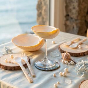 Cream Clam Shell Coupe Glass | Natural Coastal Cocktail Glass - Image 2