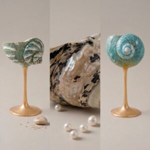 Natural Abalone & Turban Shell Stem Glass | Coastal Statement Barware - Image 3
