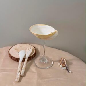 Cream Clam Shell Coupe Glass | Natural Coastal Cocktail Glass - Image 1