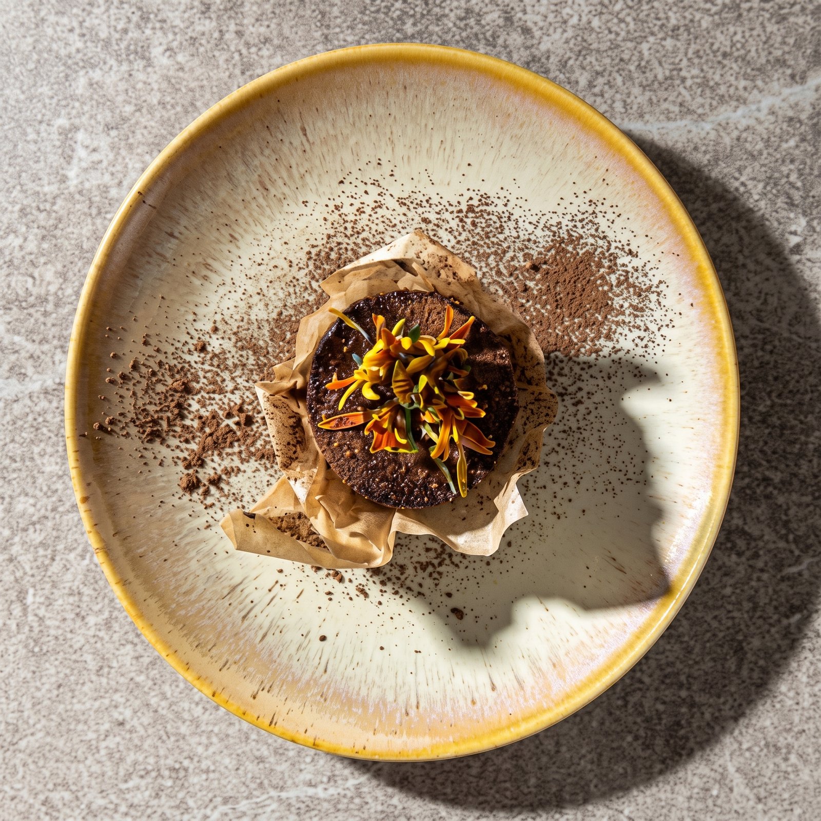 30CM Round Brownish Yellow Ceramic Plate