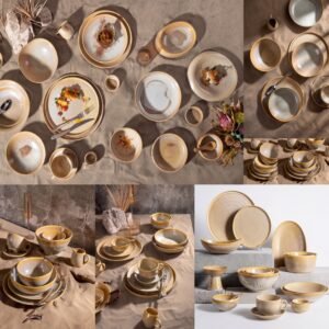 30CM Round Brownish Yellow Ceramic Plate