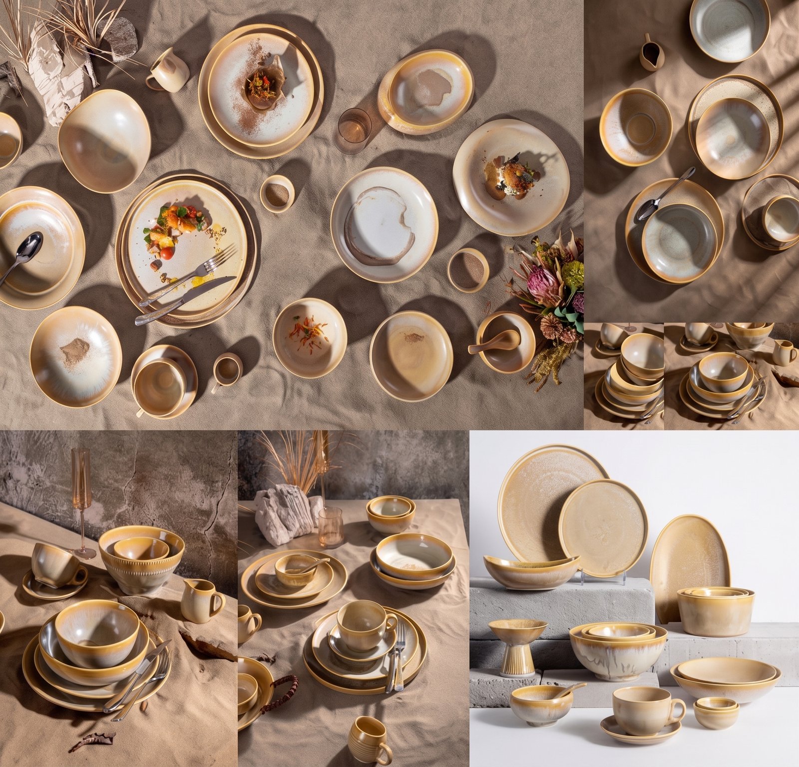 30CM Round Brownish Yellow Ceramic Plate