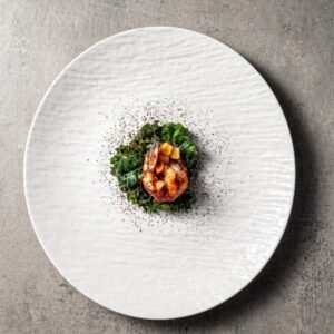 30CM White Natural Stone Rock Design Round Plate