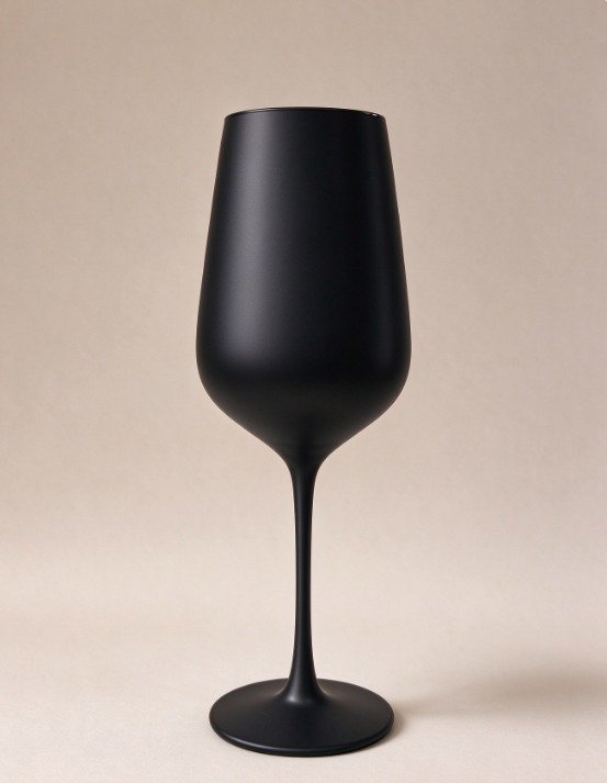 540ml Black and Gold White Wine Glass with Gold InteriorGlass with Black Exterior and Gold Interior