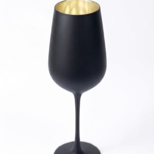 540ml Black and Gold White Wine Glass with Gold Interior