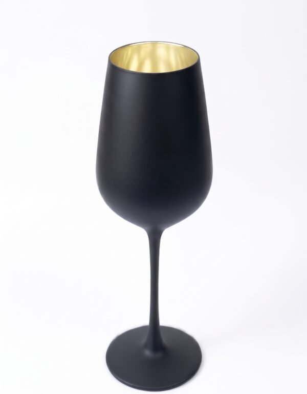 540ml Black and Gold White Wine Glass with Gold Interior