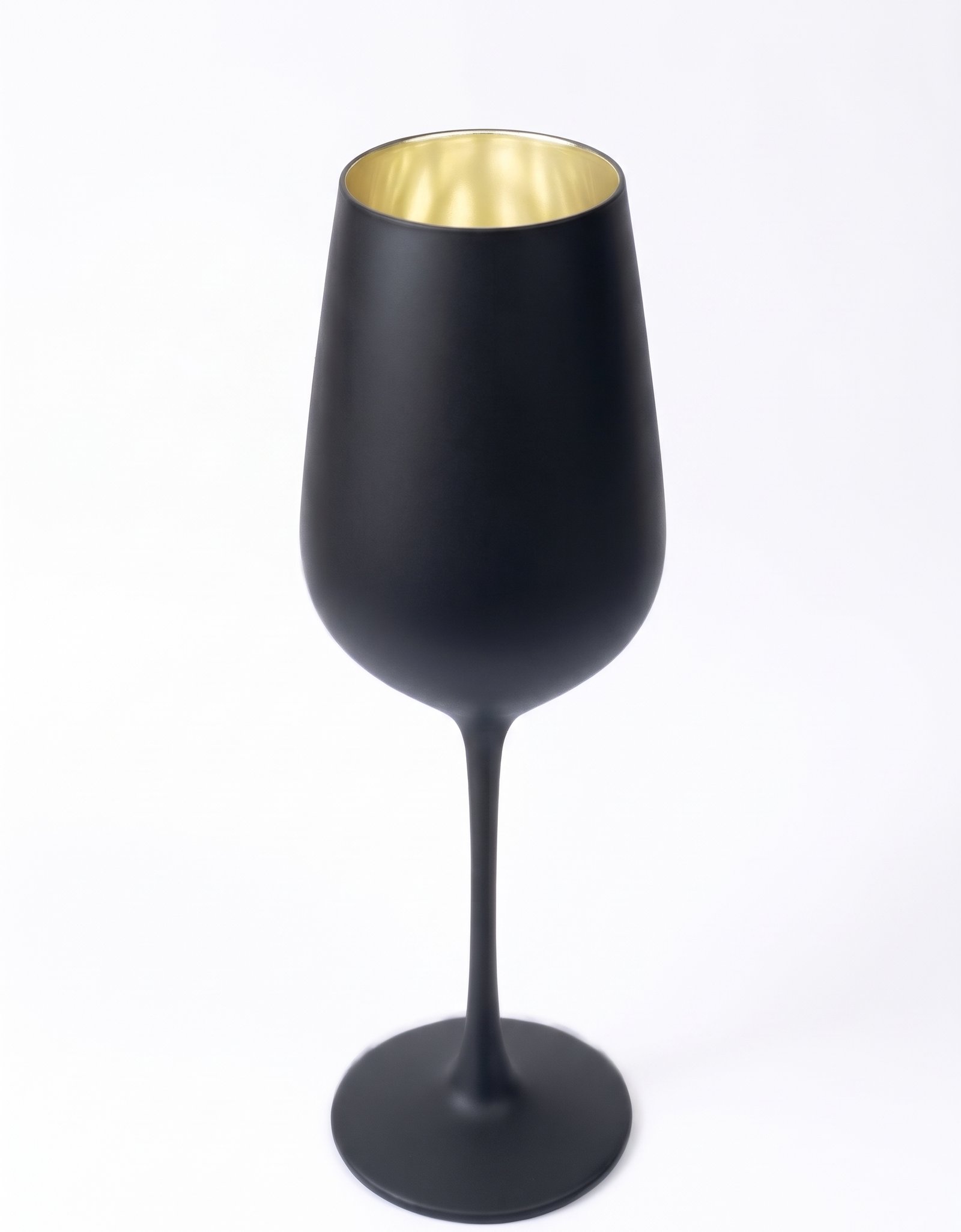 540ml Black and Gold White Wine Glass with Gold Interior