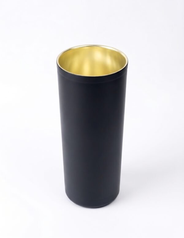 18cm Black and Gold Highball Glass with Black Exterior and Gold Interior